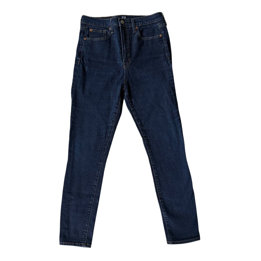 GAP true skinny high rise dark wash blue denim stretchy jeans women's 30S/10S